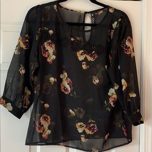 Women’s black floral blouse